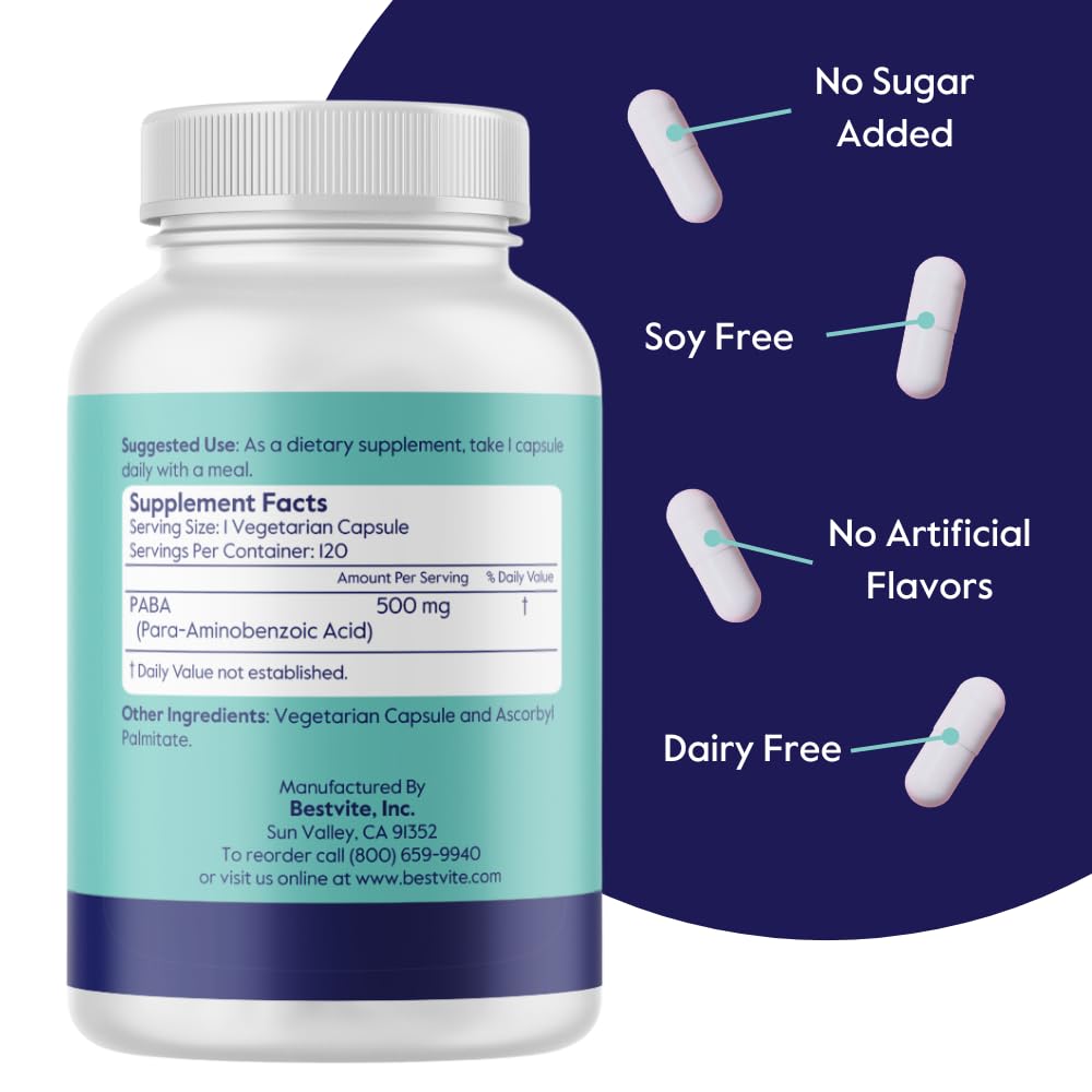 PABA 500mg capsules close-up