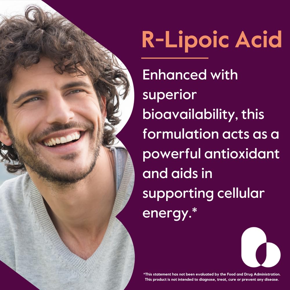 Close-up of R-Lipoic Acid 200mg capsule