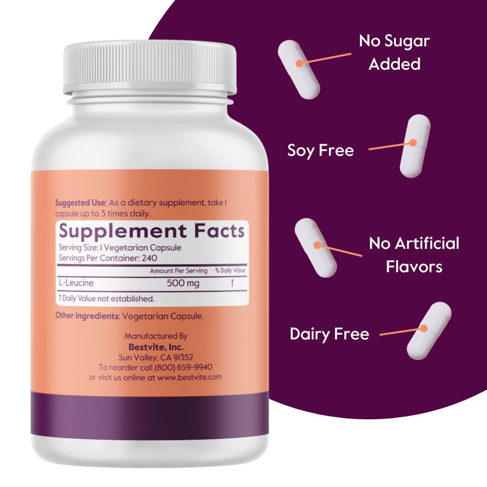 Bestvite vegan non-GMO gluten-free leucine label