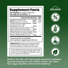 Solnuvi Beta Glucan & Fucoidan Complex packaging label