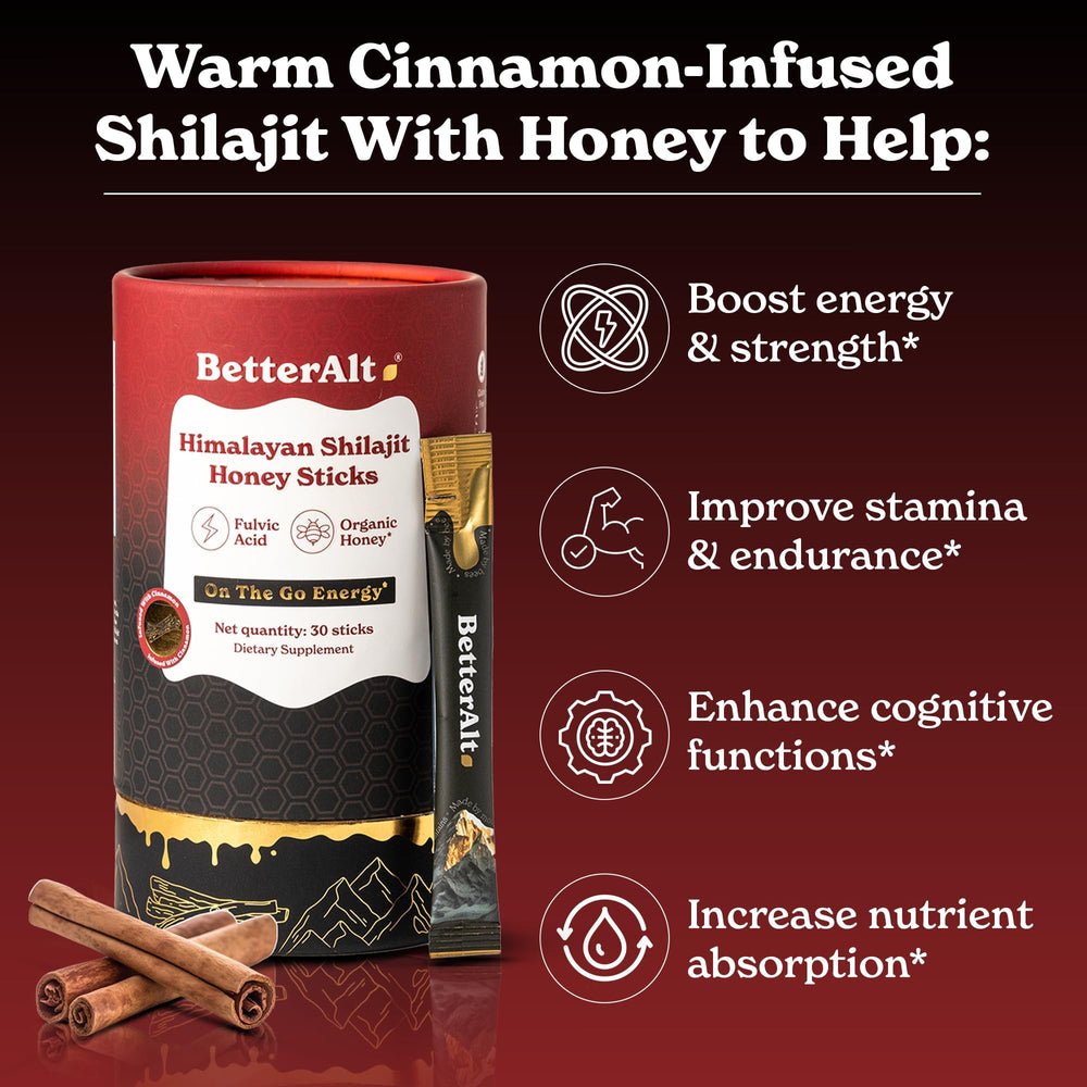 Close-up of a Shilajit Cinnamon Honey Stick texture