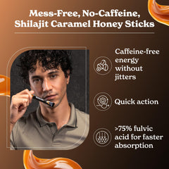 Shilajit + Honey Stick dissolving in a glass of water