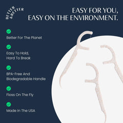 Organic handle detail on Better & Better floss pick