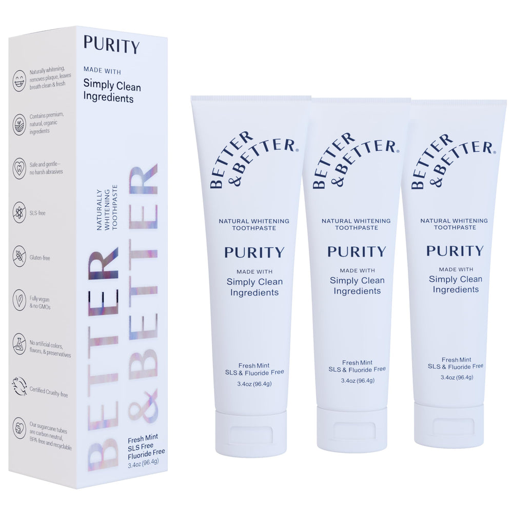 Better & Better Purity Toothpaste bottle and mint flavor