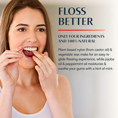 Waxed floss gliding through teeth