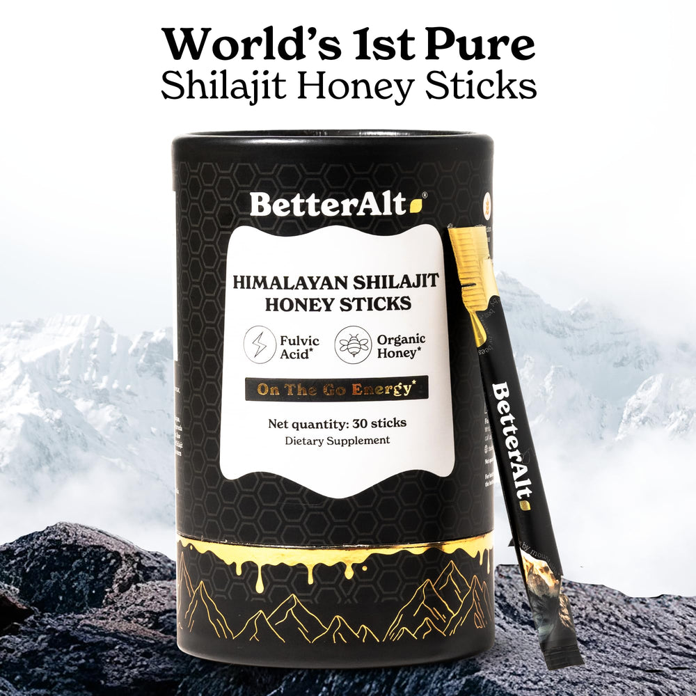 Close-up of BetterAlt Shilajit sticks with honey and saffron.