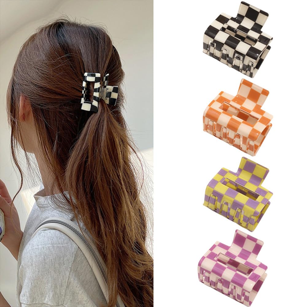 BetterJonny checkered hair clip close up teeth for reliable grip