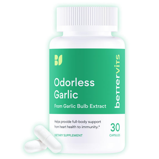 Bettervits Odorless Garlic 1000mg bottle and capsules