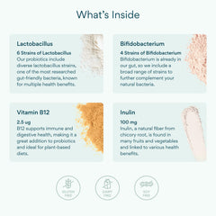 Bettervits 12 clinically studied strains graphic emphasizes diverse probiotic support for gut balance.