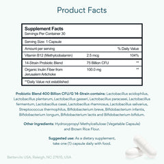 Bettervits Probiotics packaging showing vegan, non-GMO formula
