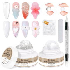 Bevimee solid builder gel nails clear 18g bottle close-up for durable nail extensions