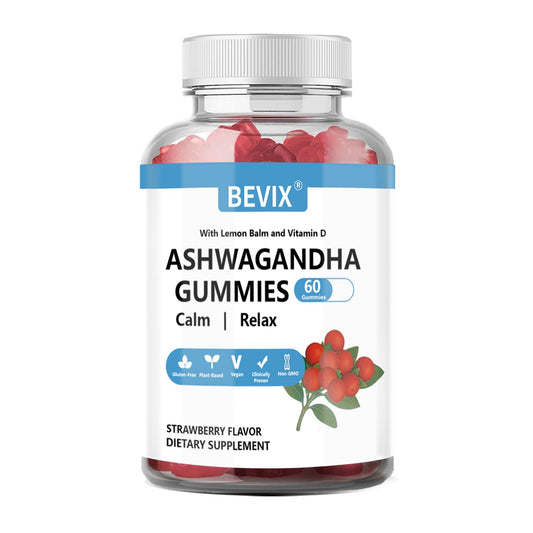 BEVIX Ashwagandha Gummies bottle against white background