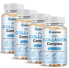 BEWORD Multi Collagen Softgels bottle with 240 capsules in a 4-pack