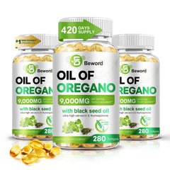 BEWORD Oil of Oregano softgel bottle showcases easy daily immune support