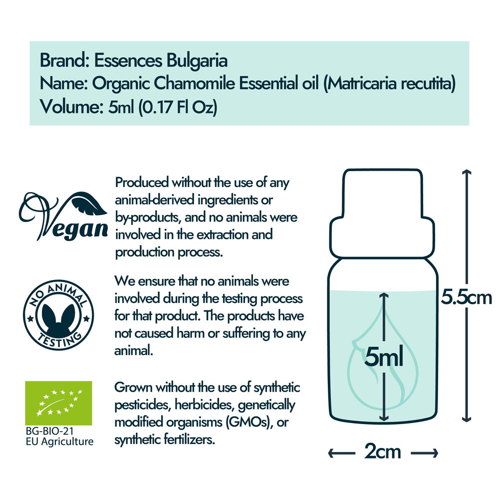 BG-BIO-21 organic certification label on chamomile oil