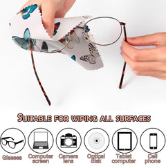 Flat lay of a 6.3x6.3 inch microfiber glasses cloth
