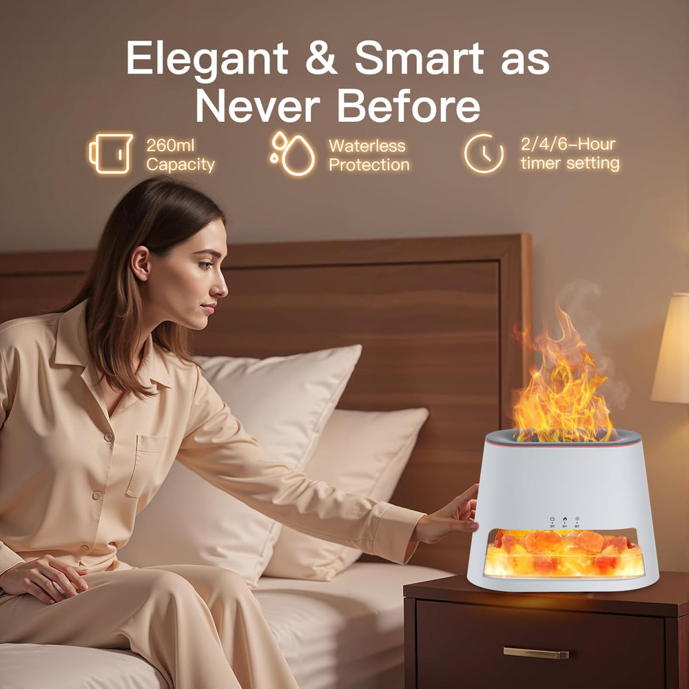Room ambiance with amber glow from salt lamp diffuser