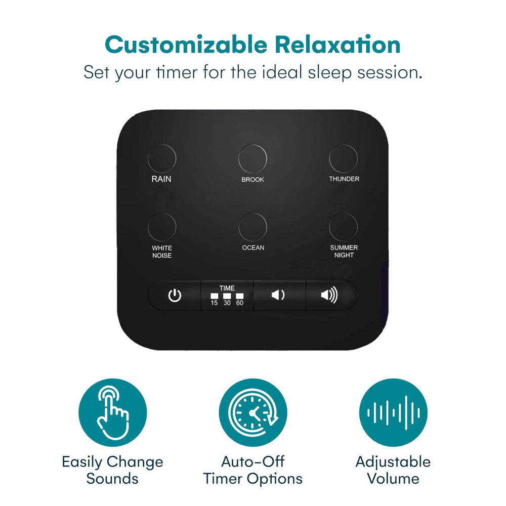 Big Red Rooster auto-off timer for customizable sleep sessions.