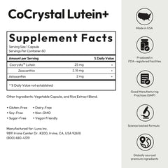 Ingredients and purity close-up for CoCrystal Lutein+