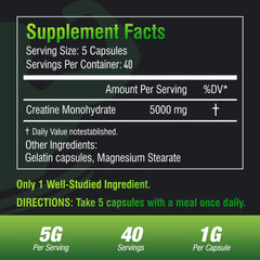 Close-up of 5000mg creatine monohydrate capsules