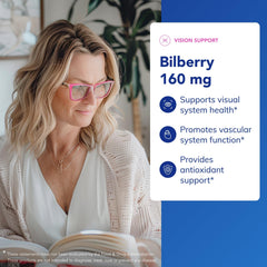 Bilberry capsules highlighting eye health benefits
