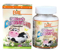 Bill Beauty Children's Colostrum Chewables bottle on shelf