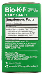 Back of Bio-K Plus Dailycare bottle showing instructions
