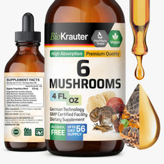 BIO KRAUTER 6 Mushrooms tincture bottle with dropper