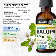 Close-up of Bacopa Monnieri liquid dispensed from dropper