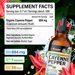 Back view of BIO KRAUTER Cayenne Pepper Drops bottle label