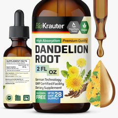 BioKrauter Dandelion Root Extract bottle on white background