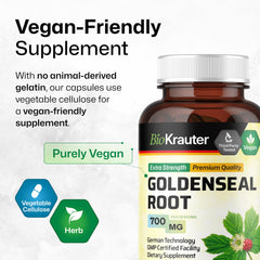Vegan capsule made from vegetable cellulose for BIO KRAUTER Goldenseal