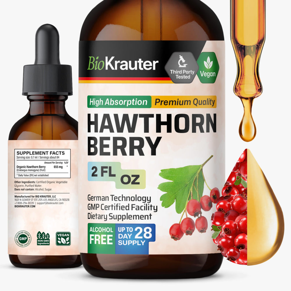 BIO KRAUTER Hawthorn Berry Liquid Drops bottle on white background