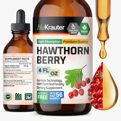 Front view of BIO KRAUTER Hawthorn Berry Liquid Drops bottle