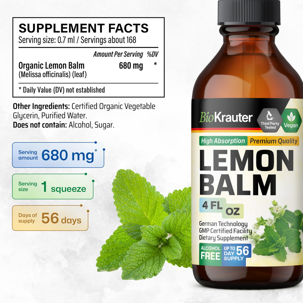4 oz bottle of BIO KRAUTER Lemon Balm Tincture
