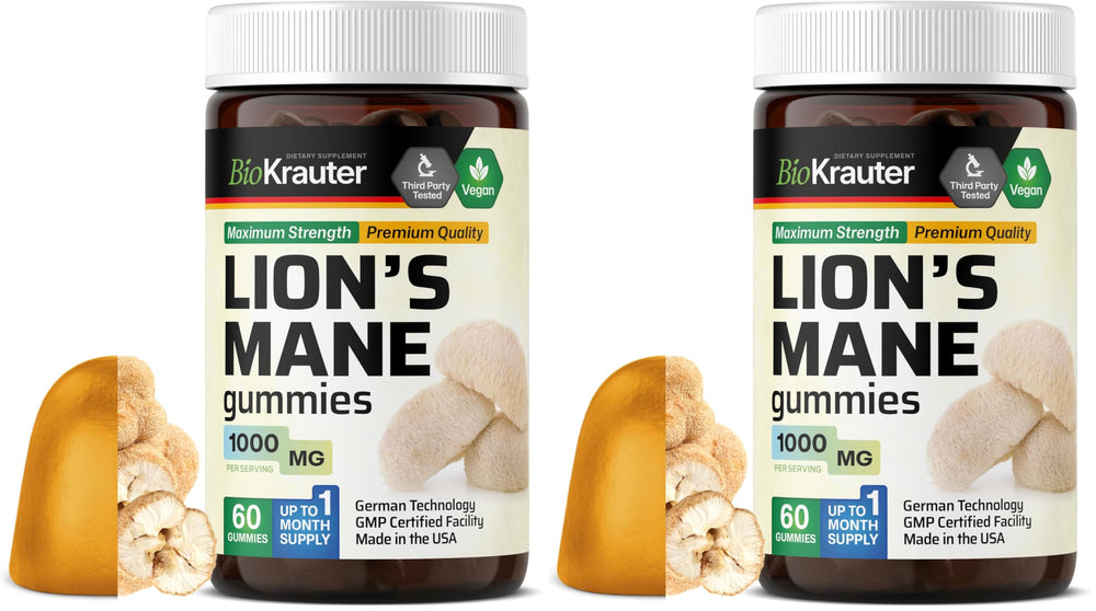 Front of BIO KRAUTER Lions Mane Gummies pack 2