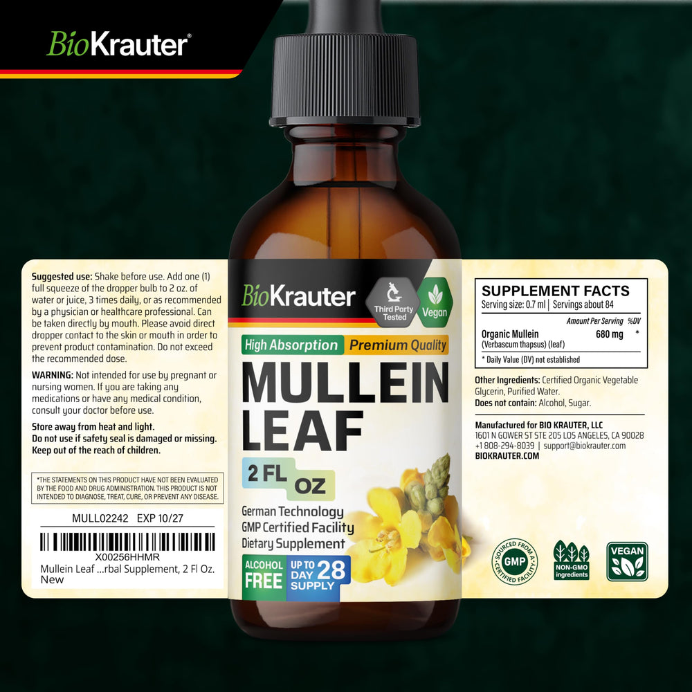 Lung health benefits concept with mullein drops