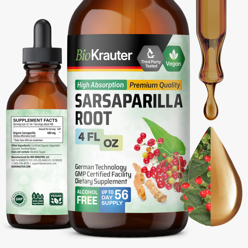 BIO KRAUTER Sarsaparilla Root Tincture bottle with dropper