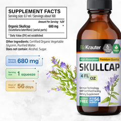 Glycerin, water, and skullcap herb ingredients concept