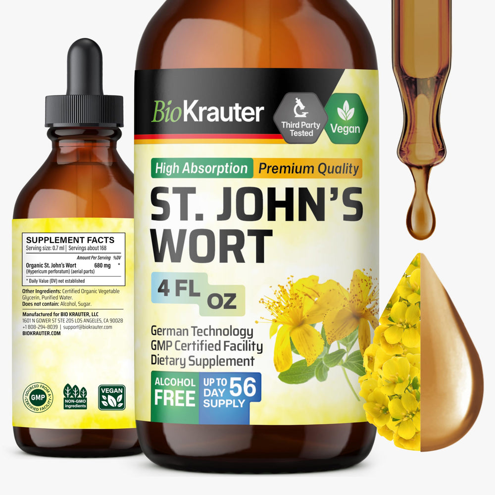 Front view of Bio Krauter St Johns Wort tincture bottle