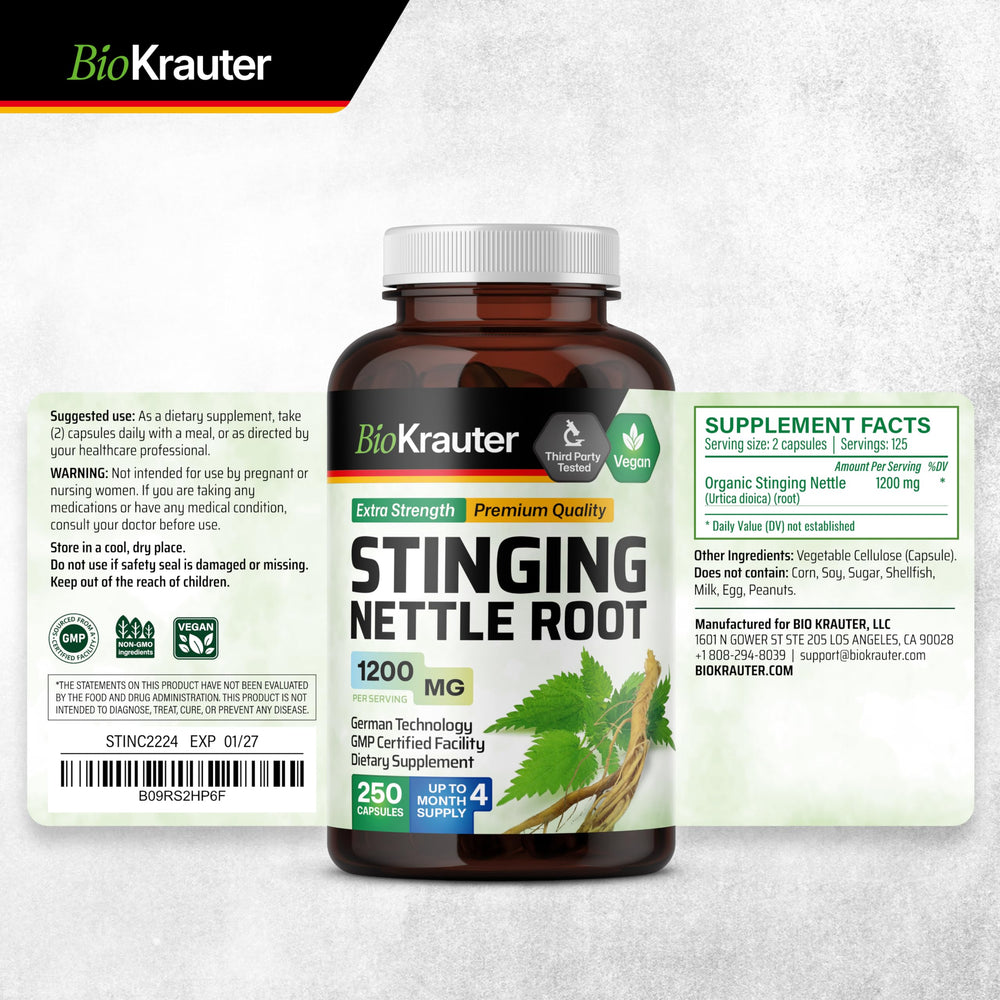 Urinary health support concept with nettle capsules