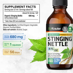 Ingredients label showing water glycerin nettles