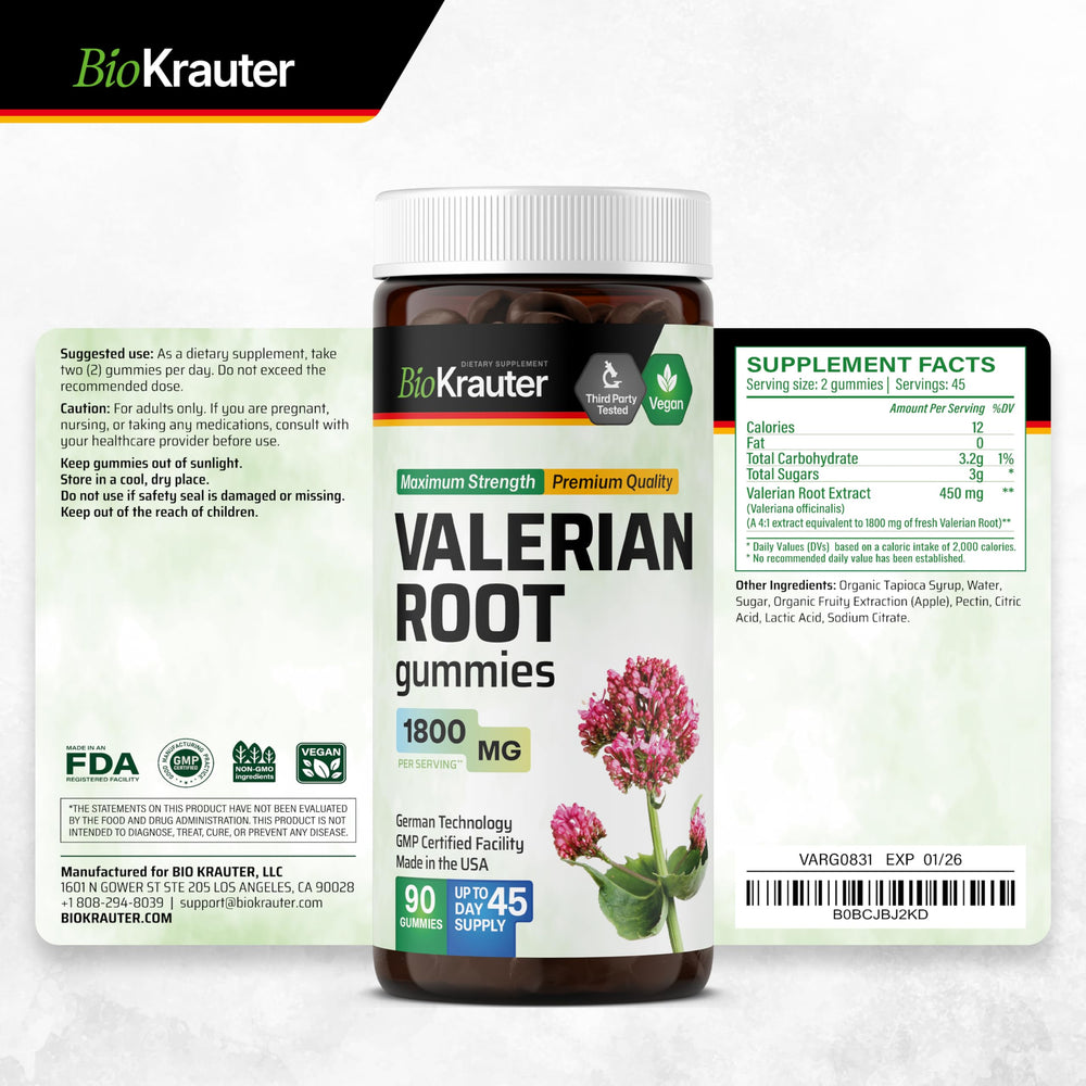 Packaging box for BIO KRAUTER Valerian Root Gummies
