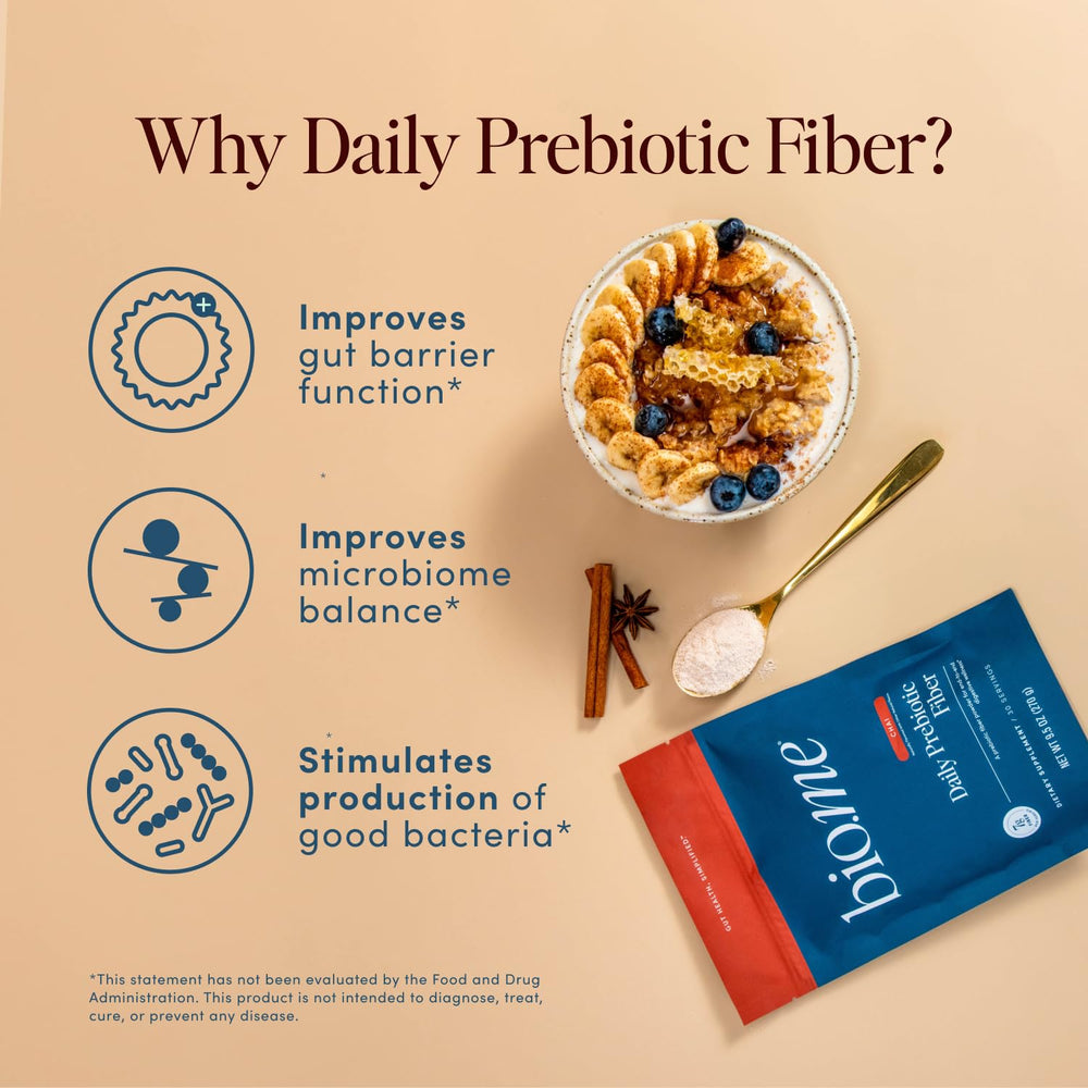 Nutrition facts panel for Bio.me Daily Prebiotic Fiber Powder – chai
