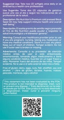 Supplement facts panel for Black Seed Oil Softgels