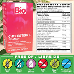 Close-up of Bio Nutrition Cholesterol Wellness 60 Vegetarian Capsules label