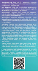 Nutrition facts panel on Graviola bottle