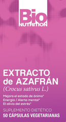 Close-up of Bio Nutrition Saffron Vegi-Caps bottle label