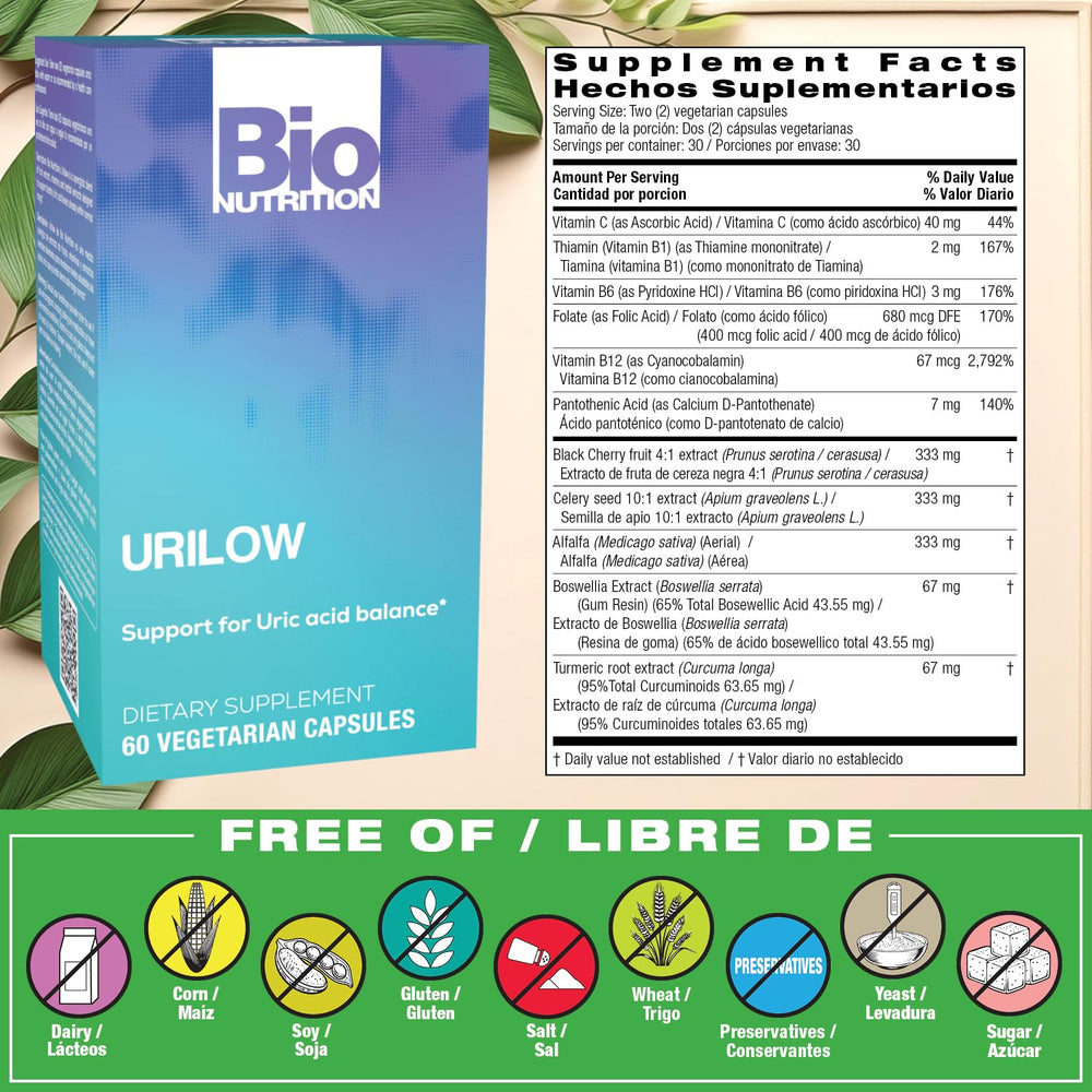 Close-up of Urilow Vegi-Caps bottle label