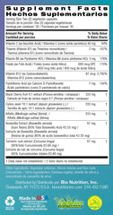 Back of Urilow bottle showing nutrition facts